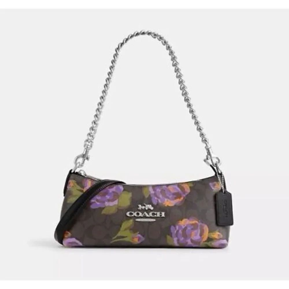 Coach Charlotte Shoulder Bag Signature Crossbody Rose Print NWOT